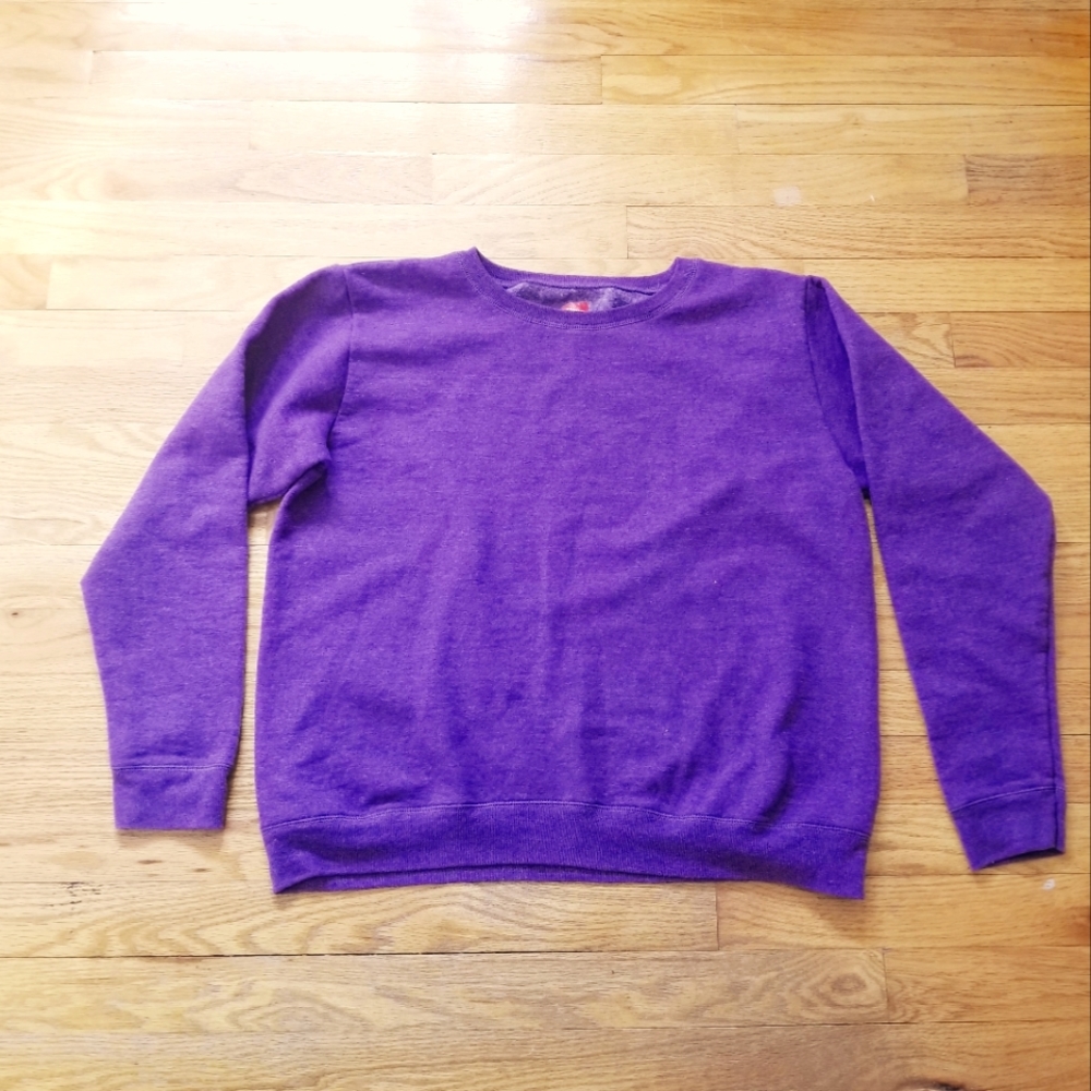 Hanes Comfort Blend SWEATS Womens Med Purple Cotton Blend Crew Neck Swea…